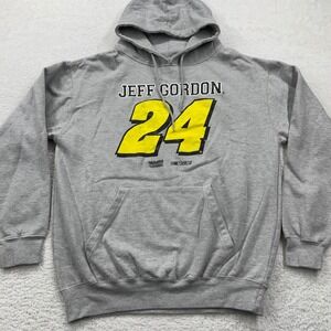 Vintage Jeff Gordon #24 NASCAR Racing Hoodie Sweatshirt Gray Mens Large